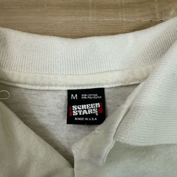 Vintage 90s Screen Stars Chicago Cubs MLB White Polo Shirt Men’s Medium USA - Picture 4 of 5